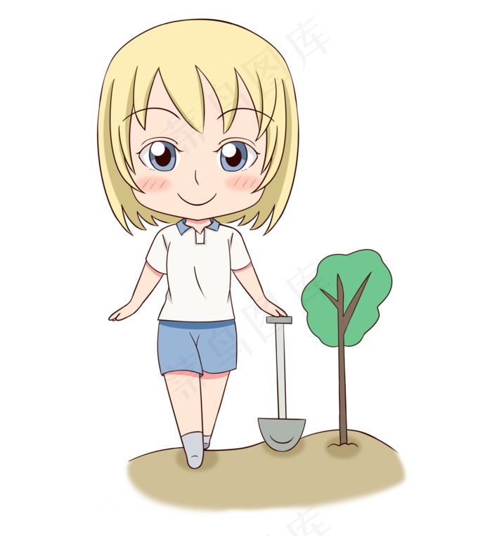 植树节少女与树木