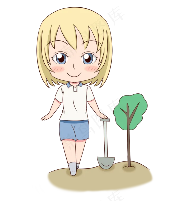 植树节少女与树木(3508X3821(DPI:299))psd模版下载
