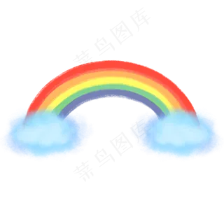 水彩手绘云端彩虹,免抠元素