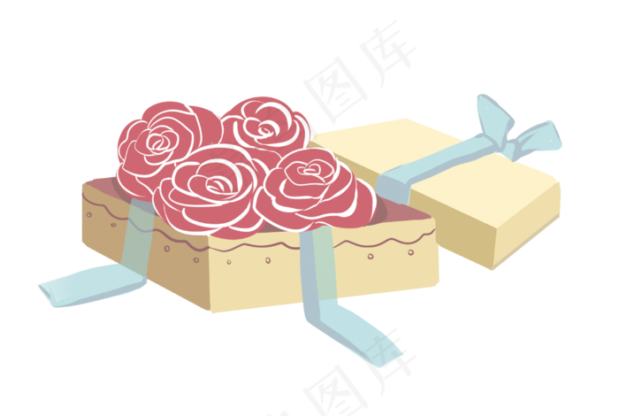 黄色的玫瑰花盒插画