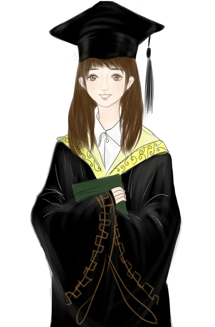 毕业季可爱女生手绘(2000X3036(DPI:72))psd模版下载