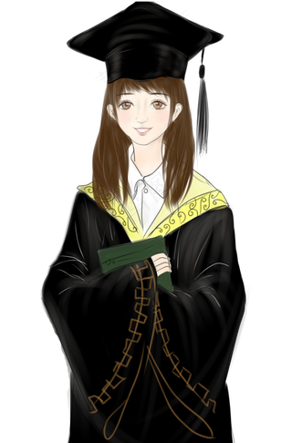 毕业季可爱女生手绘