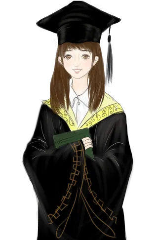 毕业季可爱女生手绘