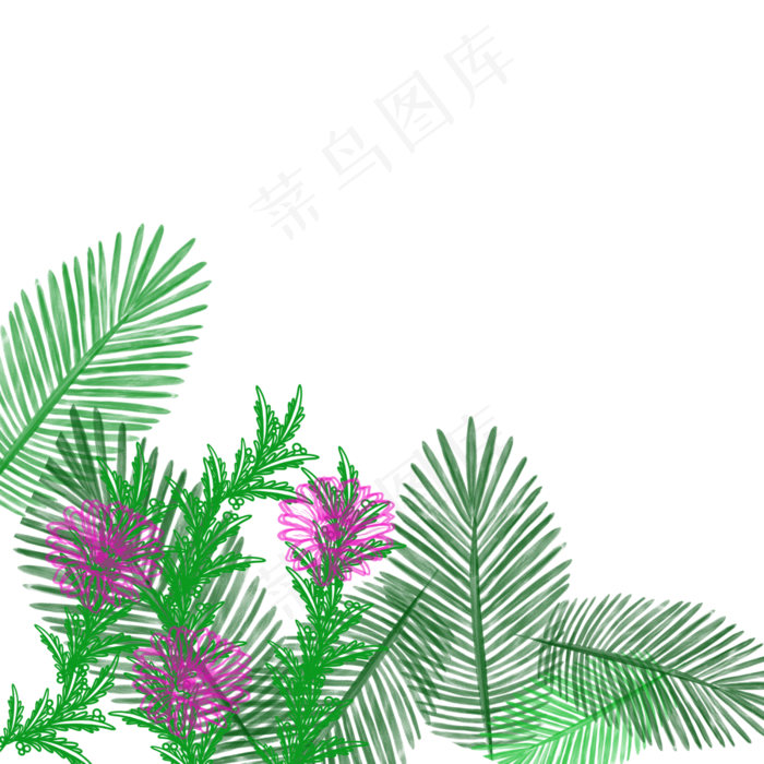 矢量热带植物边框下载(2500X2500(DPI:300))psd模版下载