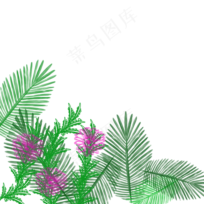 矢量热带植物边框下载(2500X2500(DPI:300))psd模版下载
