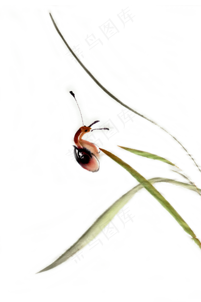 小蜗牛简约淡雅水墨画PNG免抠素材(4724*7087px 300 dpi )psd模版下载