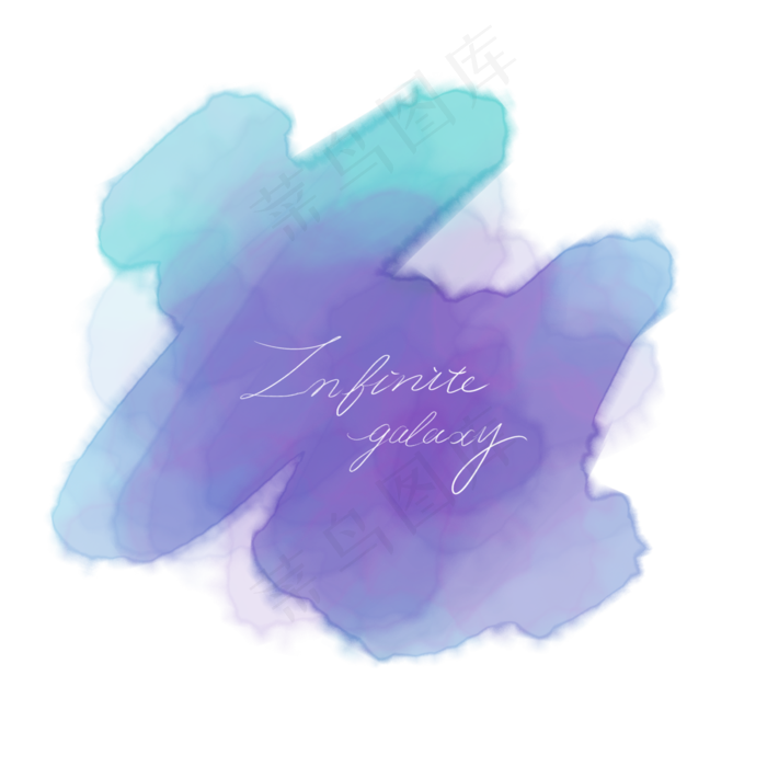 蓝色水彩墨迹分层晕染