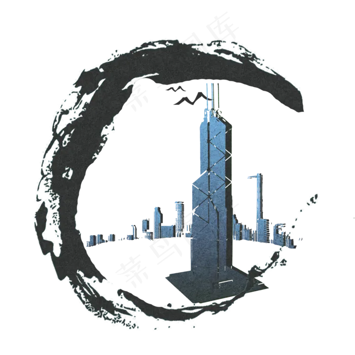 标志性建筑香港中银大厦(2000X2000(DPI:300))psd模版下载