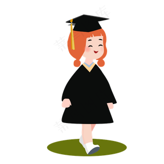 矢量免扣卡通人物博士帽