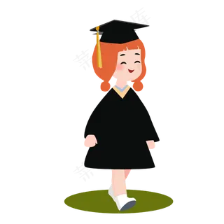 矢量免扣卡通人物博士帽