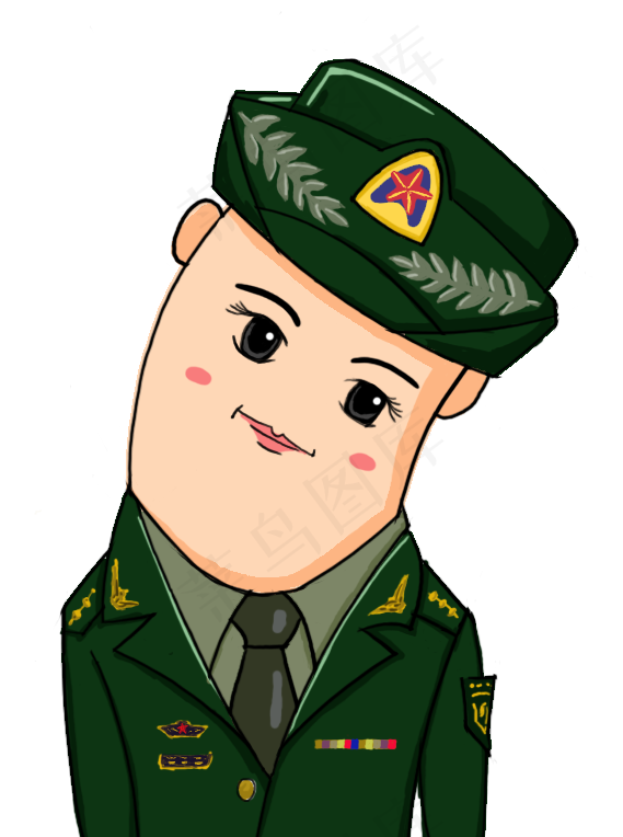 建党节手绘Q版陆军女兵
