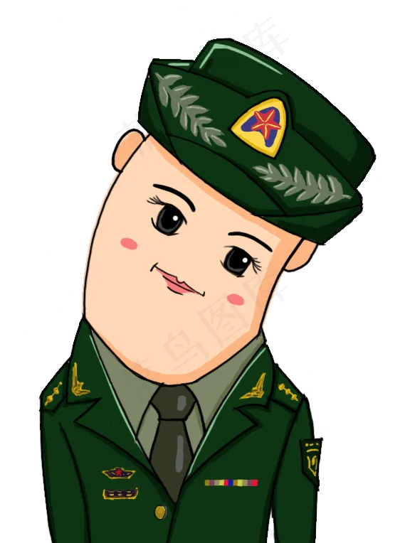 建党节手绘Q版陆军女兵(569X764(DPI:72))psd模版下载