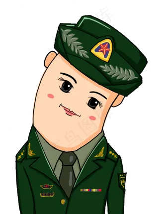 建党节手绘Q版陆军女兵