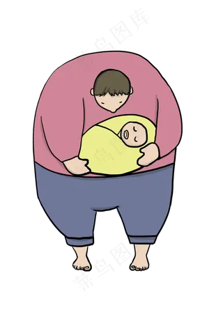 大大的爸爸怀里抱着小婴儿