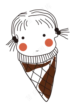 夏至冰淇淋女孩png矢量图
