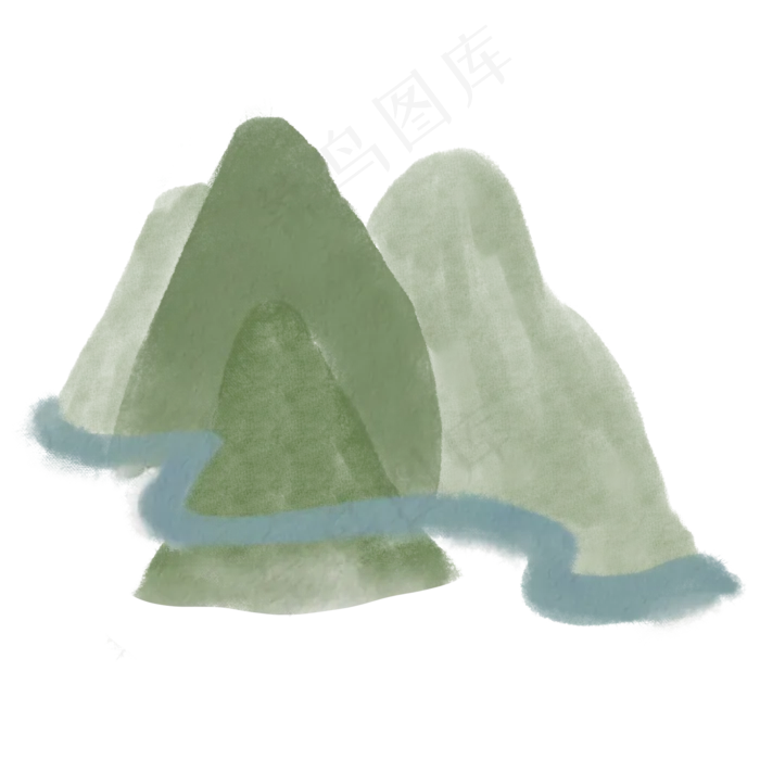 水墨山水淡彩湖光山色