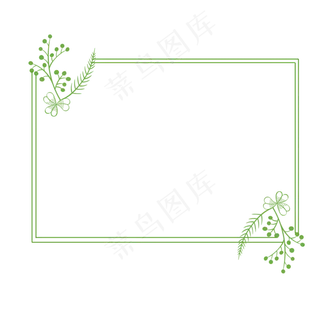 绿色线条树叶边框