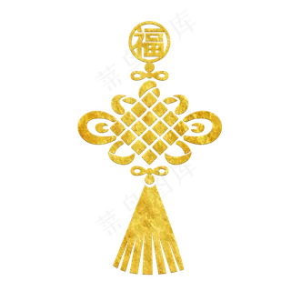 中国风传统烫金花纹中国结福字装,免抠元素