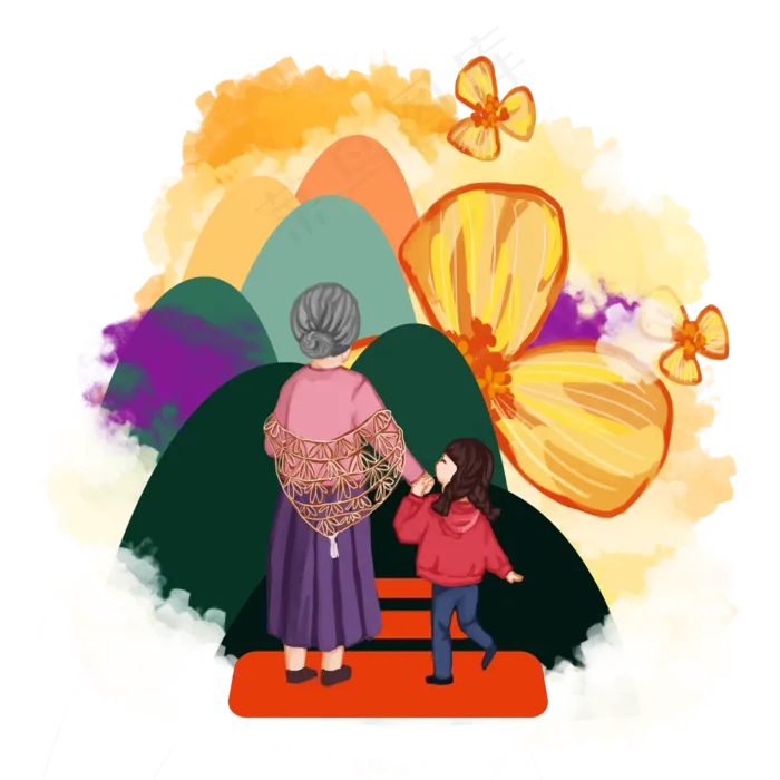 重阳节敬老爱老全家和睦幸福团圆,免抠元素(2000*2000px 300 dpi )psd模版下载