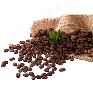 黄色编织袋一堆咖啡豆,免抠元素