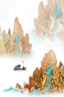 珐琅彩山水橘色中国风装饰画 珐琅彩山水橘色中国风装饰画