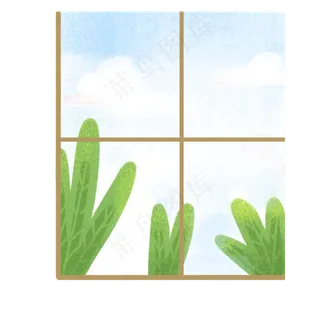 窗外绿色植物