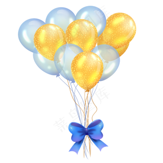 金色蓝色气球婚礼节日,免抠元素