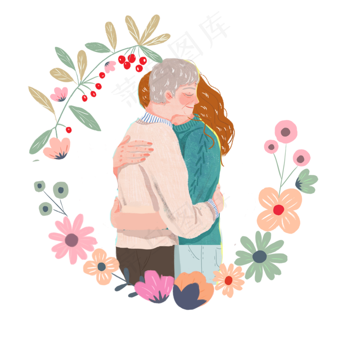 父亲节拥抱爸爸png素材