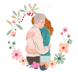 父亲节拥抱爸爸png素材