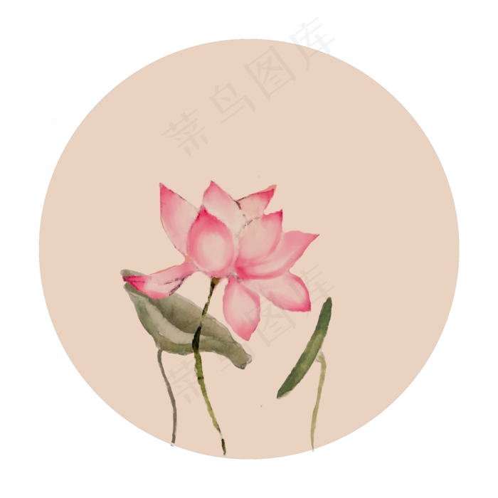 中国风古典古风荷花矢量图
