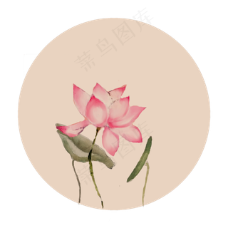 中国风古典古风荷花矢量图