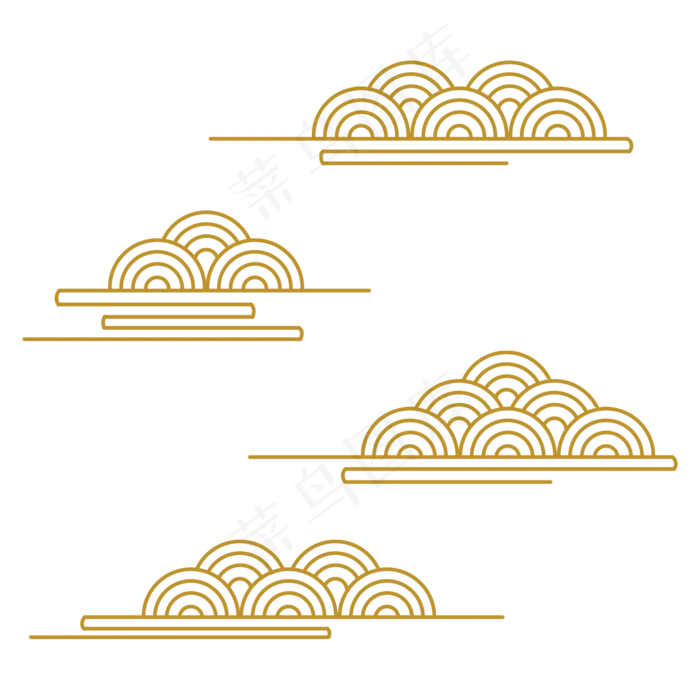 金色祥云,免抠元素(2000X2000(DPI:300))psd模版下载