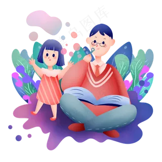 父亲和女儿吹泡泡