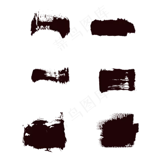 矢量黑色毛笔水墨笔画