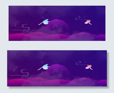 梦幻卡通七夕紫色渐变情人节banner