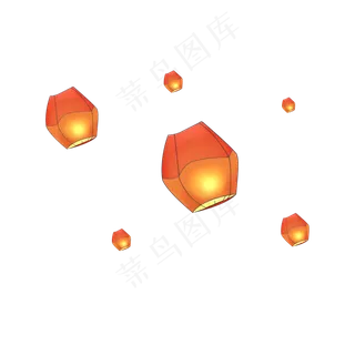 中秋节漂浮许愿孔明灯,免抠元素