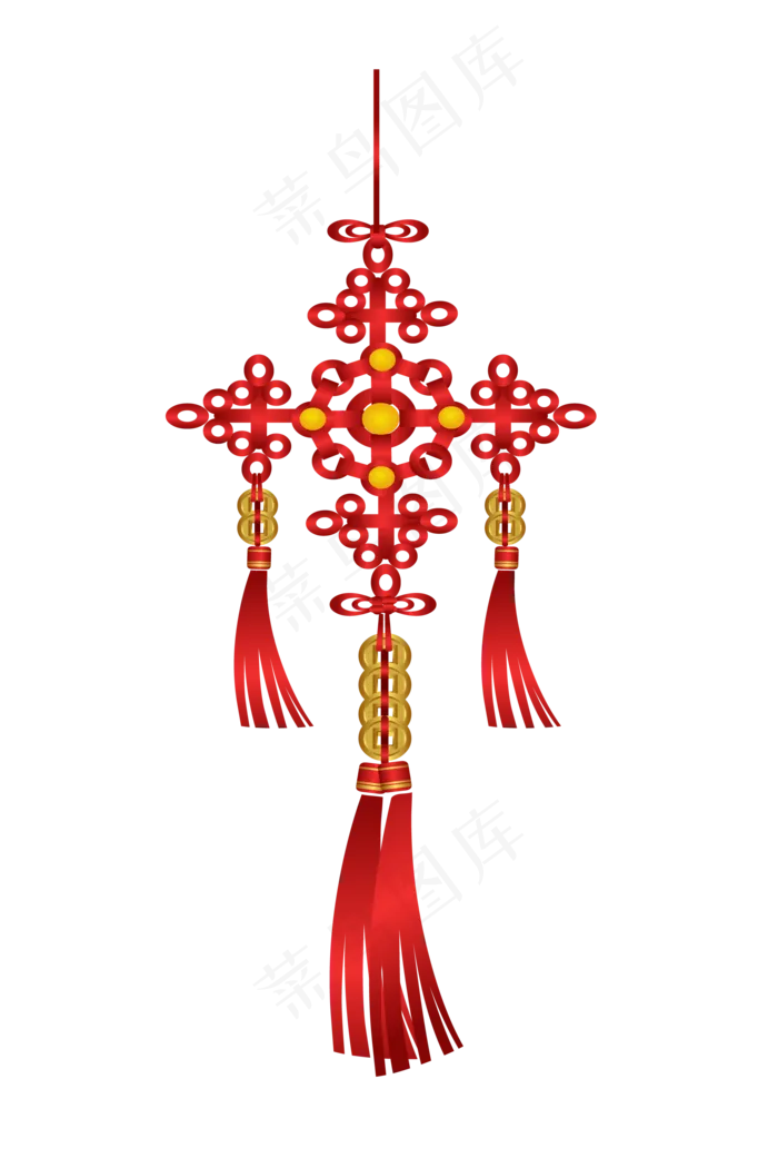 铜钱中国结挂饰,免抠元素(2000*3000px 300 dpi )ai矢量模版下载