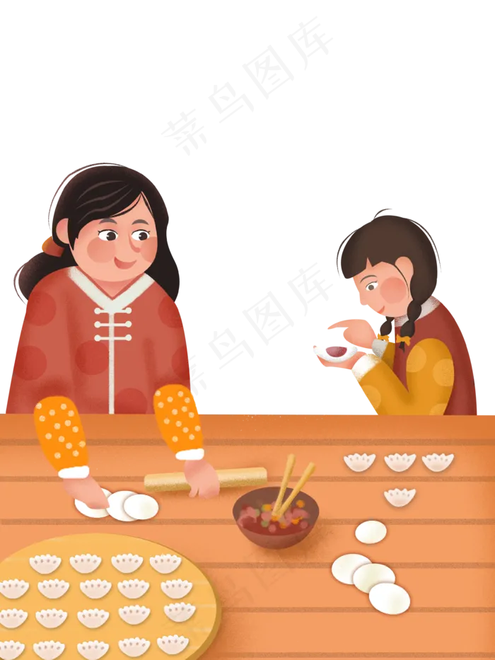除夕新年小年包饺子,免抠元素