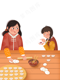 除夕新年小年包饺子,免抠元素