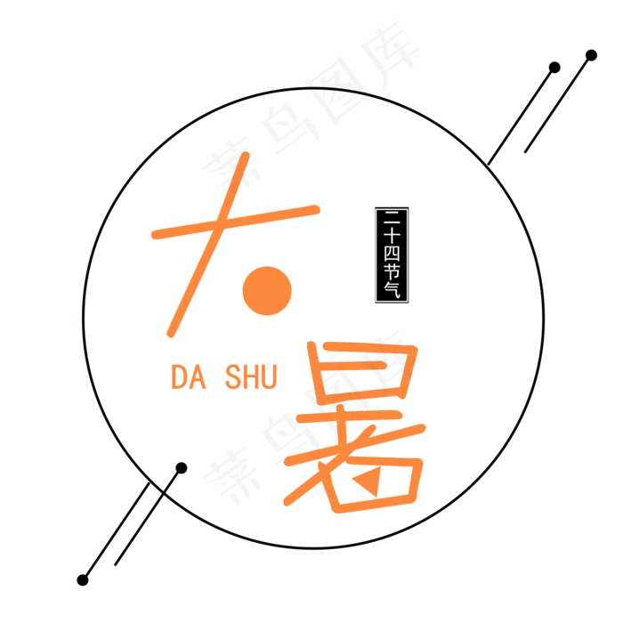 二十四节气橘黄色大暑(2000X2000(DPI:300))psd模版下载