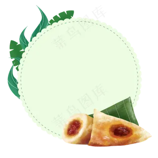 绿色圆形端午节边框