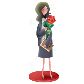 拿玫瑰花的女教师