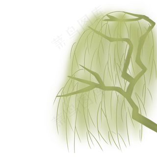 水墨风格清明清明节河边的柳树