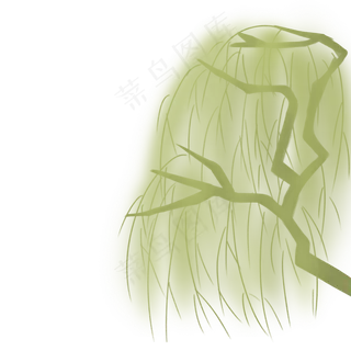 水墨风格清明清明节河边的柳树