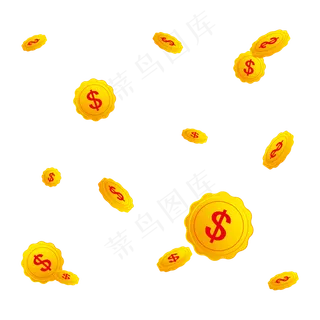 花边金色金币漂浮素材,免抠元素