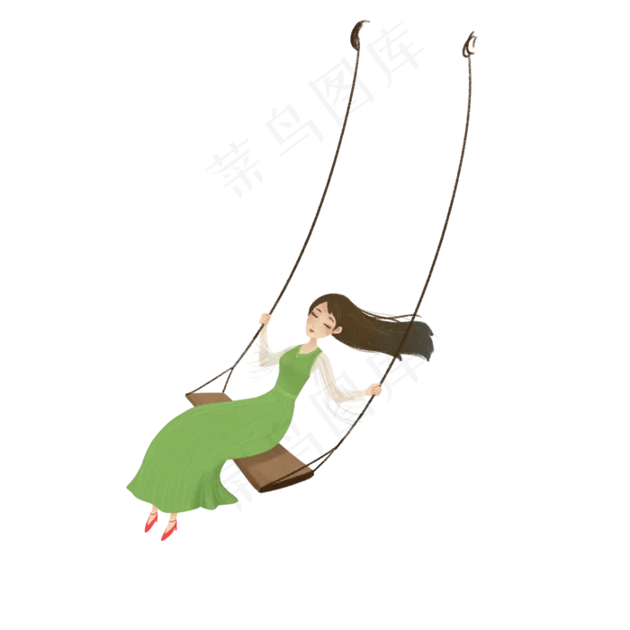 春分荡秋千的小女孩(2000*2000px)psd模版下载