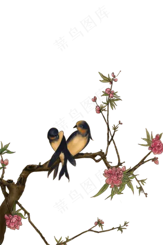 春天鸟类中国风燕子,免抠元素