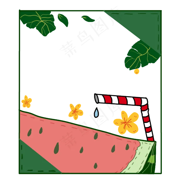 夏季西瓜边框手绘(3000X3000(DPI:299))psd模版下载