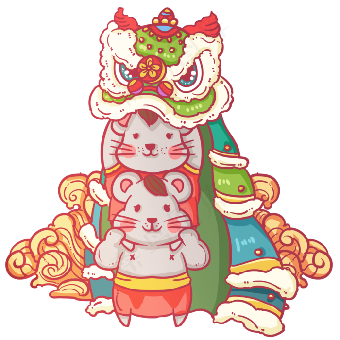 舞狮新年喜庆,免抠元素