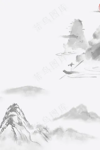 中国风水墨画古韵平面广告